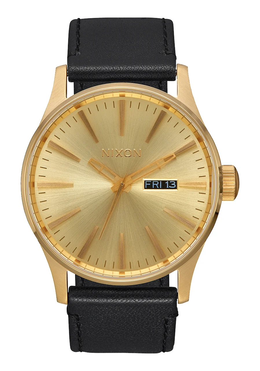Nixon US Sentry Leather - All Gold / Black A105-510-00 42 mm kol saati