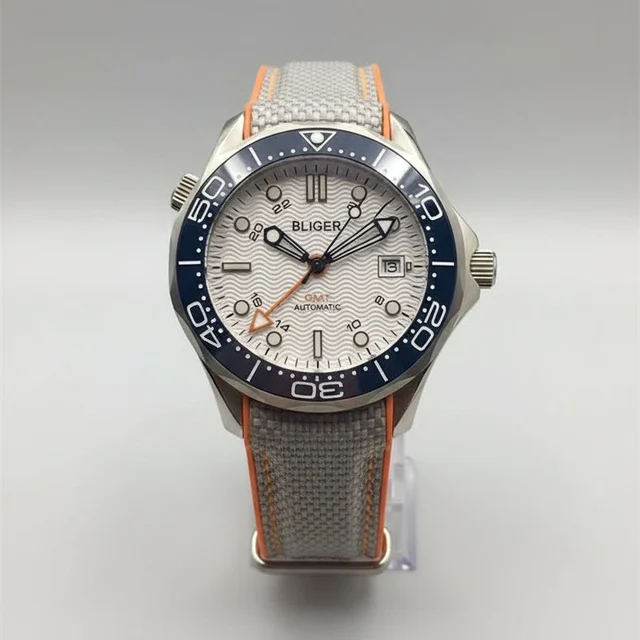 Tandorio BLIGER 41mm NH34 GMT Seamaster Automatic Blue Ceramic Bezel Sapphire Glass Back 1