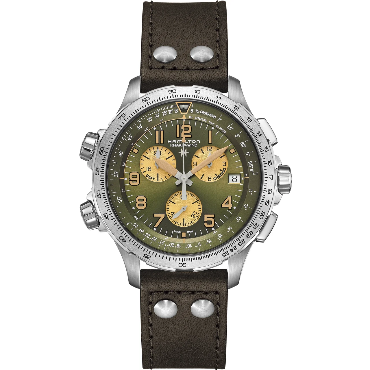 Hamilton Khaki Aviation X-Wind GMT Chrono Quartz H77932560 46 mm kol saati