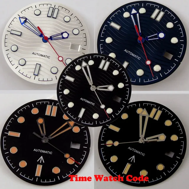 Tandorio Wave Dial Watch Face Hands Fit for NH35A ETA 2824 PT5000 ST2130 Miyota 8215 821A