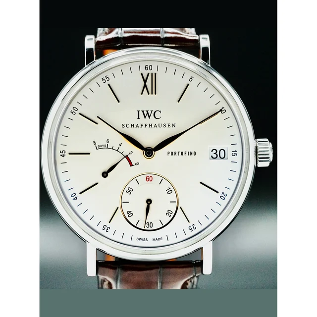 IWC Portofino Hand-Wound Eight Days Stainless Steel Silver Dial 45mm 210000051006 kol saat
