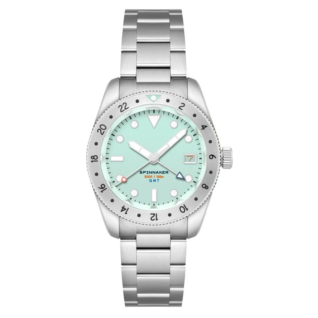 Spinnaker Croft 3912 GMT Automatic Dive Watch with Aqua Marine Blue Dial #SP-5130-22 39 mm kol saati
