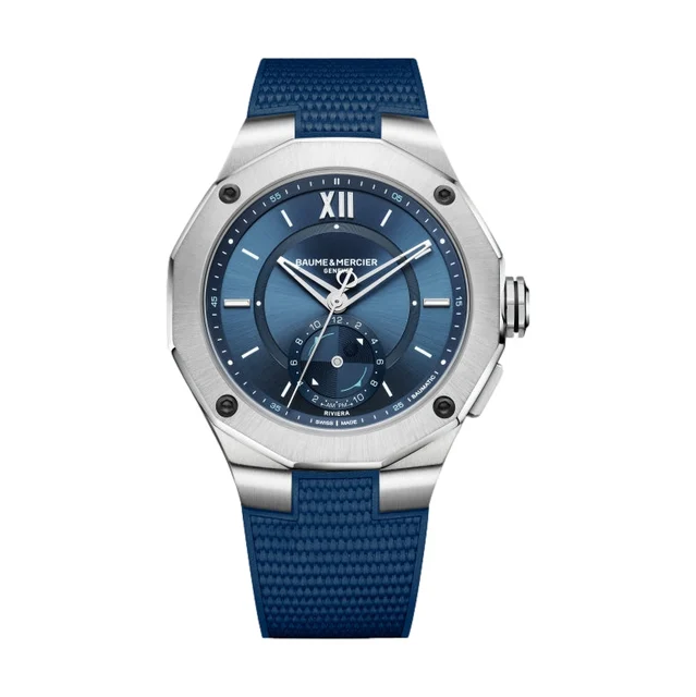 Baume Et Mercier Riviera 10761 Limited Edition Baumatic Tideograph 43mm - Blue on Rubber S