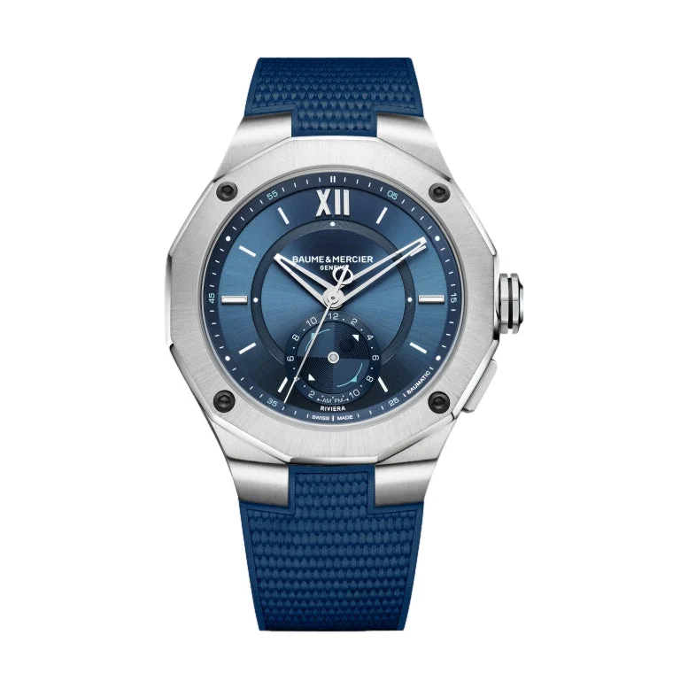 Baume Et Mercier Riviera 10761 Limited Edition Baumatic Tideograph 43mm - Blue on Rubber Strap M0A10761 43 mm kol saati