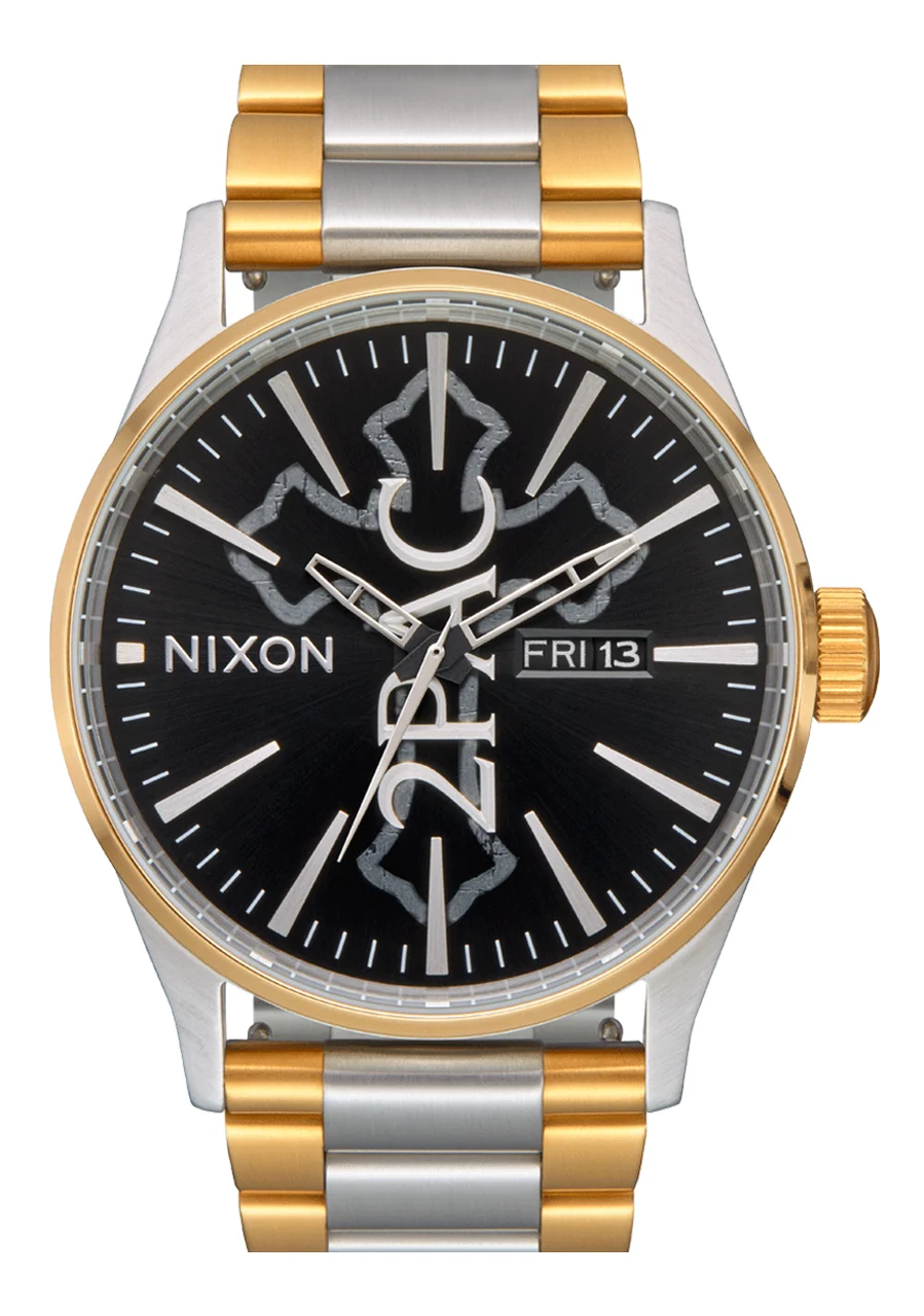 Nixon US Sentry Stainless Steel - Gold / Silver / Black A1379-5196-00 kol saati