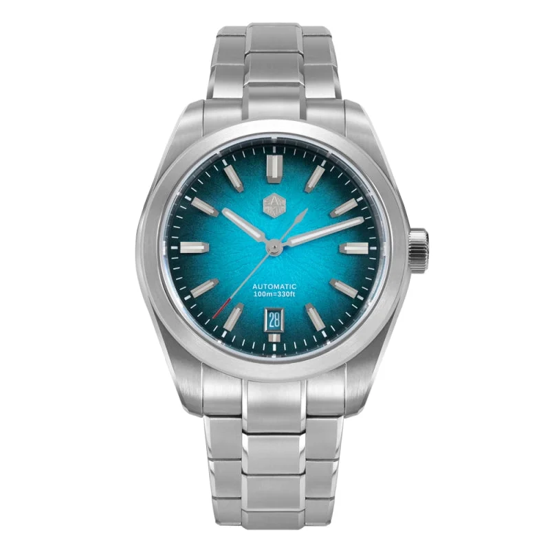 San Martin JianZhan Men Watch SN0144 圣马丁-SN0144GX- 蓝色- 39mm - 钢带- 1495 42 mm kol saati