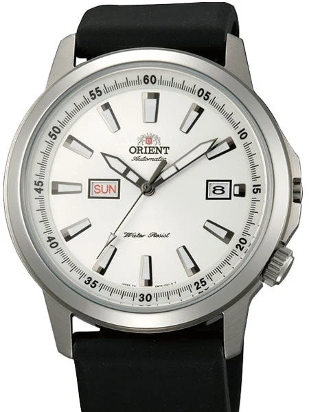 Orient Stingray Day and Date Automatic Watch with White Dial #EM7K00BW kol saati