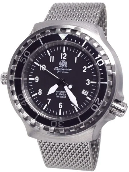 Tauchmeister Automatic, 200m Dive Watch with Mesh Bracelet and Sapphire Crystal #T0251MIL kol saati
