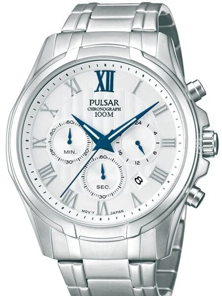 Pulsar Quartz Chronograph Watch with Stopwatch and 24-Hour Sub-Dial #PT3399 43 mm kol saati