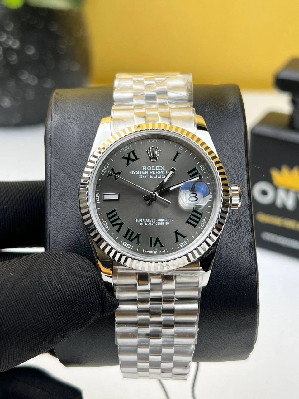 Rolex Date Just Wimbledon 36mm-Automatic Japanese Movement 36 mm kol saati
