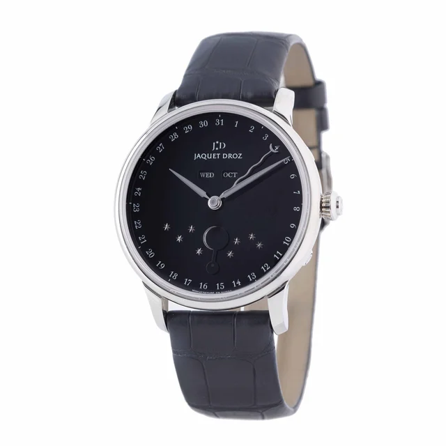 Jaquet Droz JAQUET DROZ REF. J012630270 TRIPLE CALENDAR, MOONPHASE, ONYX, STEEL kol saati
