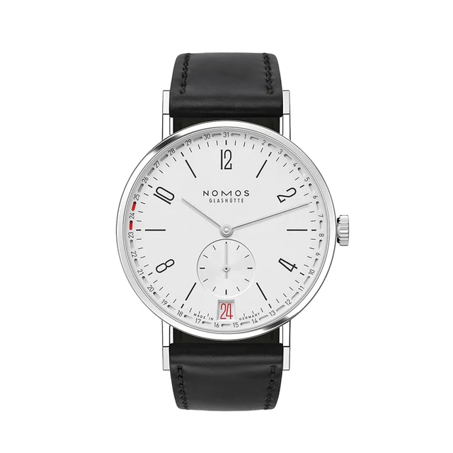 NOMOS Glashütte Tangente 2Date 37.5mm - White on Leather Strap 135 kol saati