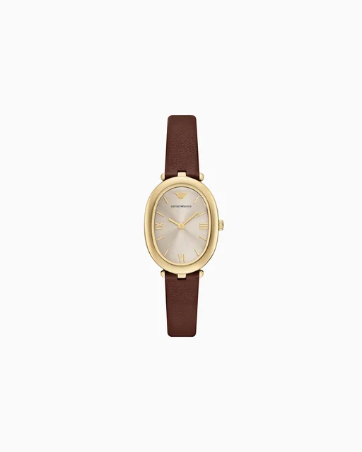 Emporio Armani Two-Hand Brown Leather Watch AR11708 kol saati