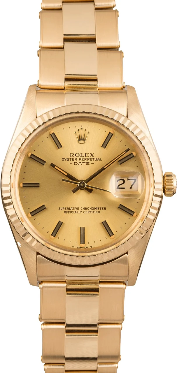 Rolex Date 15038 Yellow Gold Oyster 15308 34 mm kol saati