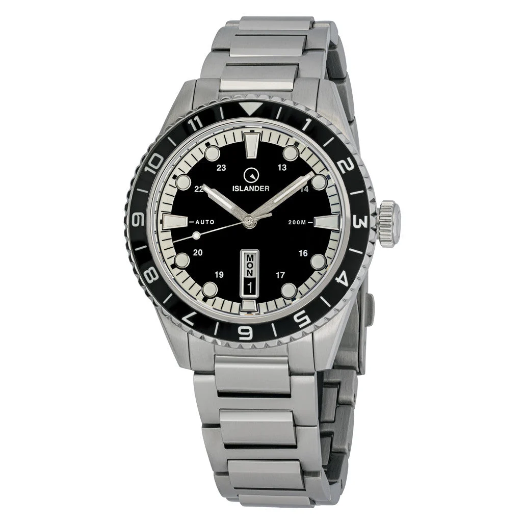 Islander Greenport 39mm Dive Watch with Black and White Dial #ISL-300 39 mm kol saati