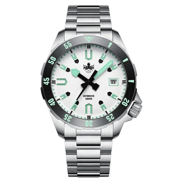 Phoibos APOLLO 200M Automatic Diver With Matte White Dial #PY056E kol saati