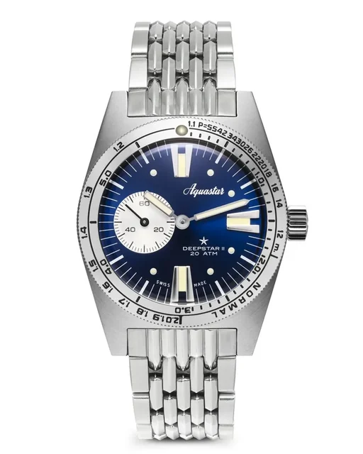 Aquastar Deepstar II – Blue Ray auf BOR-Edelstahlarmband kol saati
