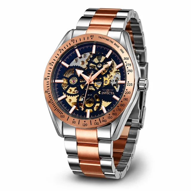 Invicta Objet D Art Excelsior Automatic Watch w/ Skeleton Dial - 43mm, Silver, Rose Gold (