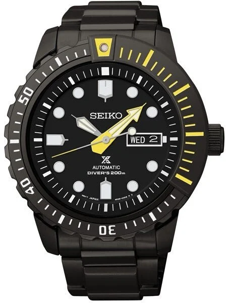 Seiko Prospex Black ion Mohawk with 4R36, 24-Jewel Automatic Movement #SRP633 45 mm kol saati