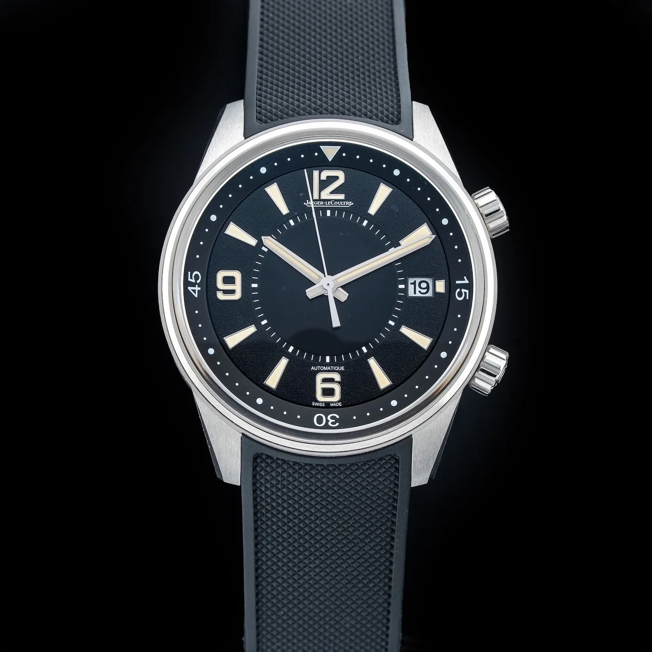 Jaeger-Lecoultre Jaeger LeCoultre Polaris Date Automatic Black Dial Rubber Watch Q9068670 POC210009N35990 42 mm kol saati