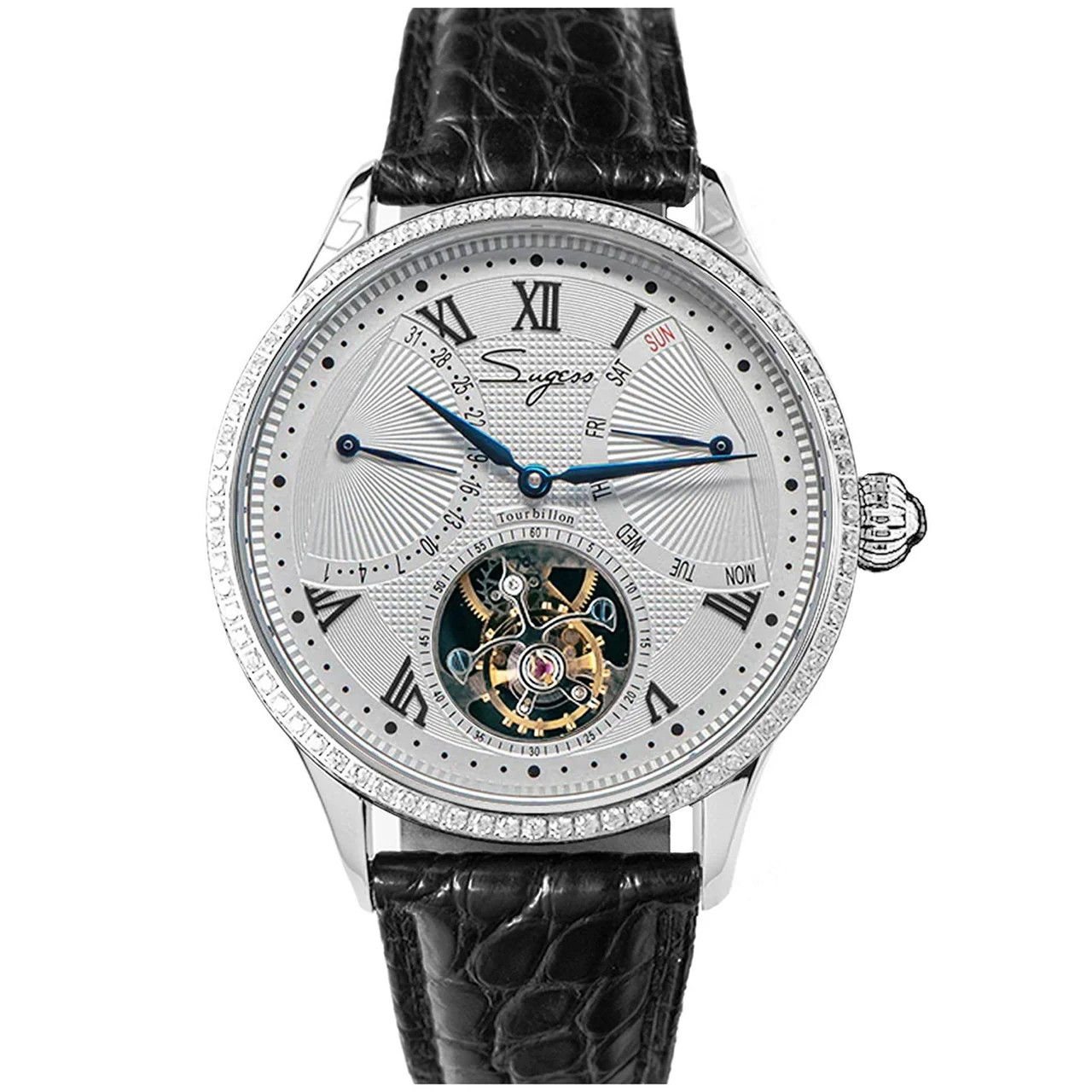 Sugess Sugess SUGESS ST8004 黑罗马 钻圈 41 mm kol saati