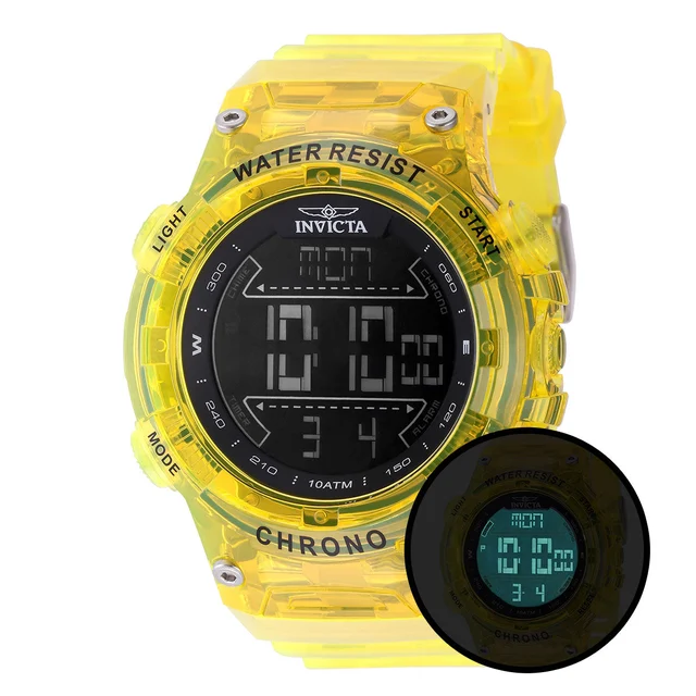 Invicta Racing Burnout Digital Watch - 52mm. Transparent. Yellow (49044) kol saati
