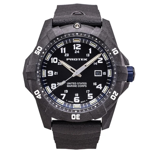 Protek Carbon Composite Official USMC Tritium Dive Watch with Blue Accents #PT1013-USMC ko