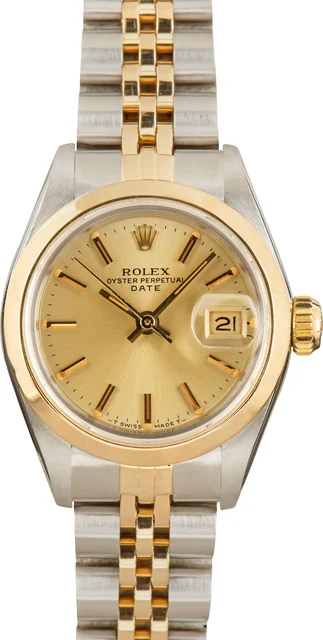 Rolex Date 69163 Champagne Tapestry Dial kol saati