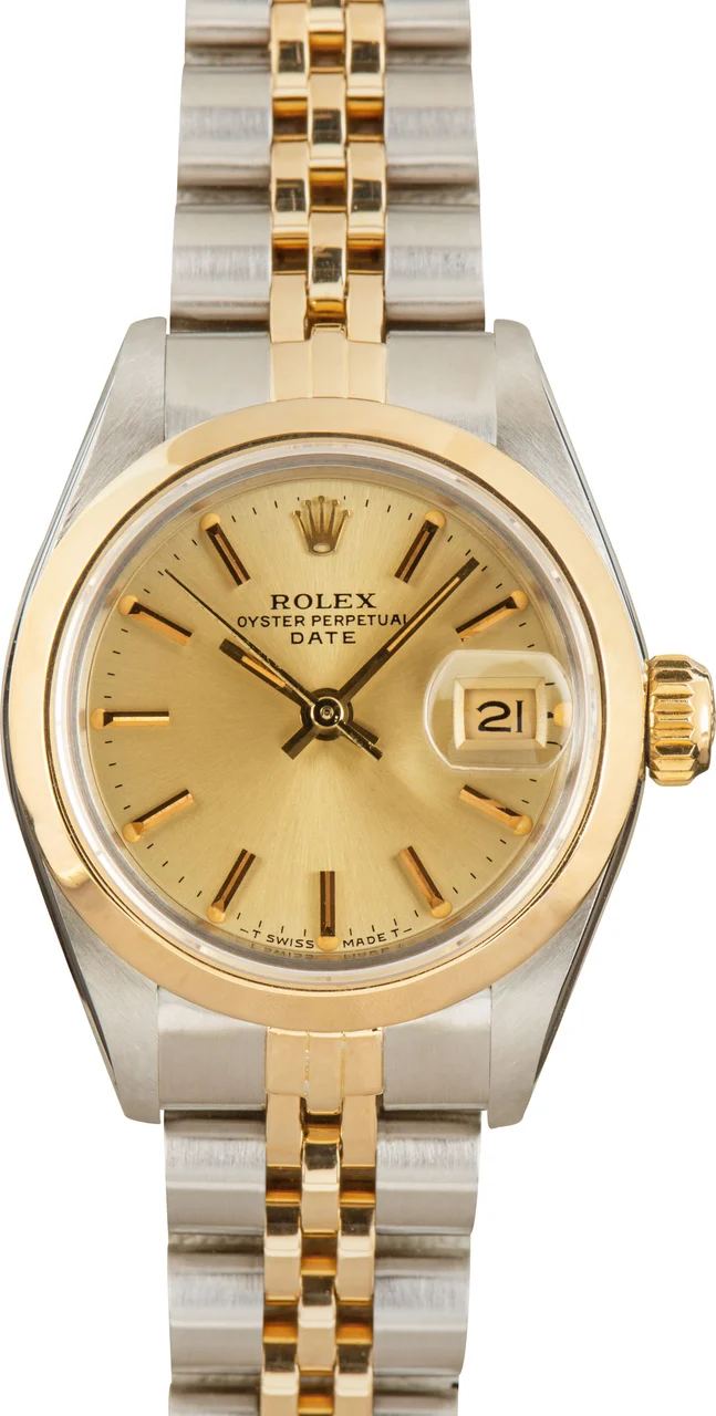 Rolex Date 69163 Champagne Tapestry Dial 26 mm kol saati
