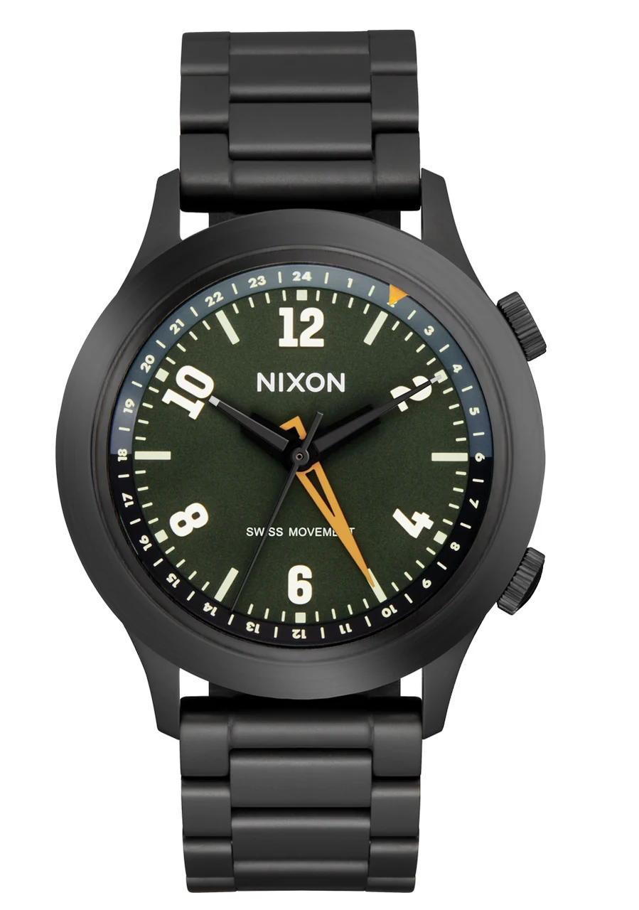 Nixon US Drifter GMT - Gunmetal / Kobu Green A1422-5290-00 40 mm kol saati