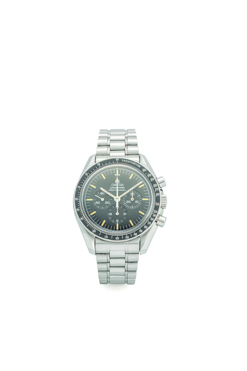 OMEGA Ref. ST 345.0022, chronograph, minute and hour counters, black dial, calibre 861; “Speedmaster Professional” “Moonwatch”; stainless steel kol saati