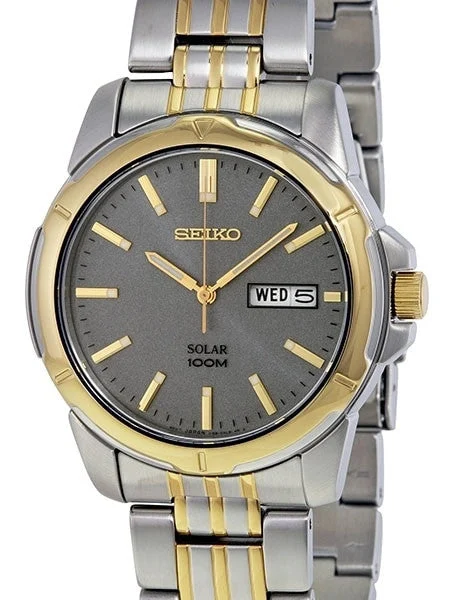 Seiko Solar Watch with 38mm Two-Tone Stainless Steel Case and Bracelet #SNE098 kol saati