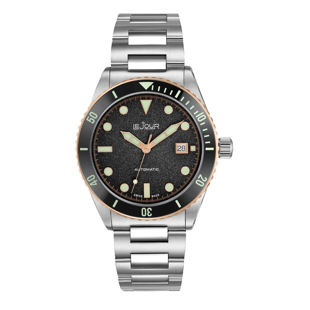 Le Jour Seacolt Automatic Swiss Dive Watch with Black Textured Dial #LJ-SCD-001 42 mm kol saati