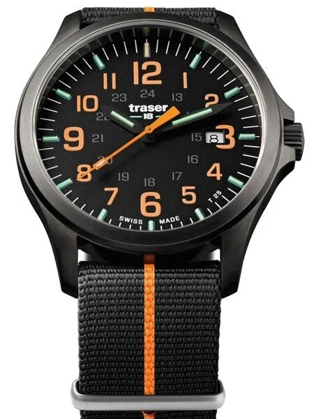 Traser Officer Pro Gun Metal PVD Case Watch with an Anti-Reflective Sapphire Crystal #107425 42 mm kol saati