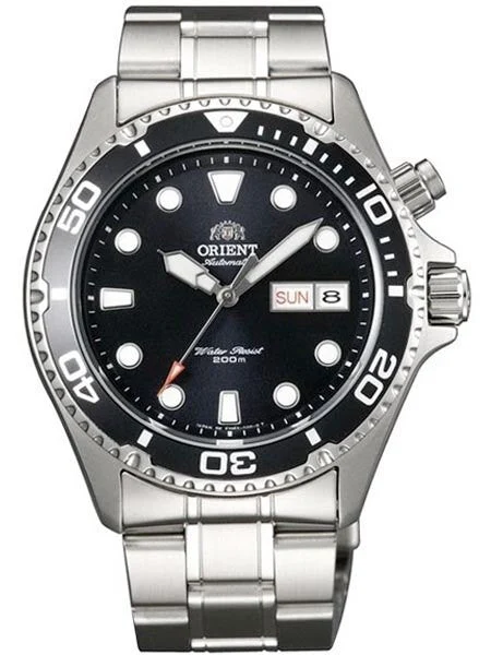 Orient Black Ray 21-Jewel Automatic Dive Watch on a Bracelet #CEM65008B (Black Ray) kol saati