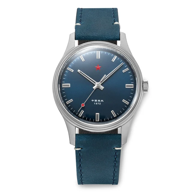 Red Star Dress Watch with Blue Dial and Mechanical Movement #8598-L kol saati