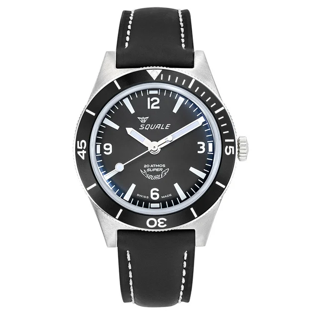 Squale "Super- " Swiss Automatic Skin Diver with Matte Black Dial #SUPERBKBK.RLBK kol saat