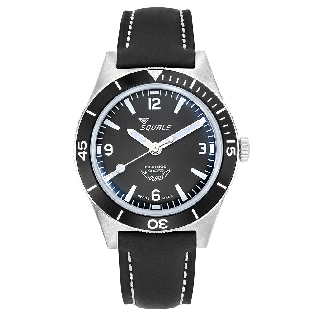 Squale "Super- " Swiss Automatic Skin Diver with Matte Black Dial #SUPERBKBK.RLBK 45 mm kol saati