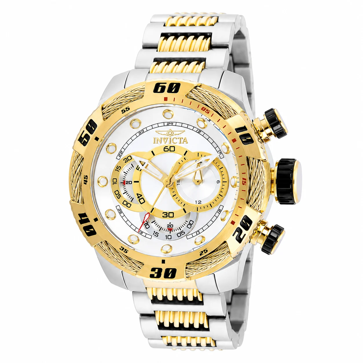 Invicta Speedway Finish Line Watch - 50mm. Steel, Gold (25480) 50 mm kol saati