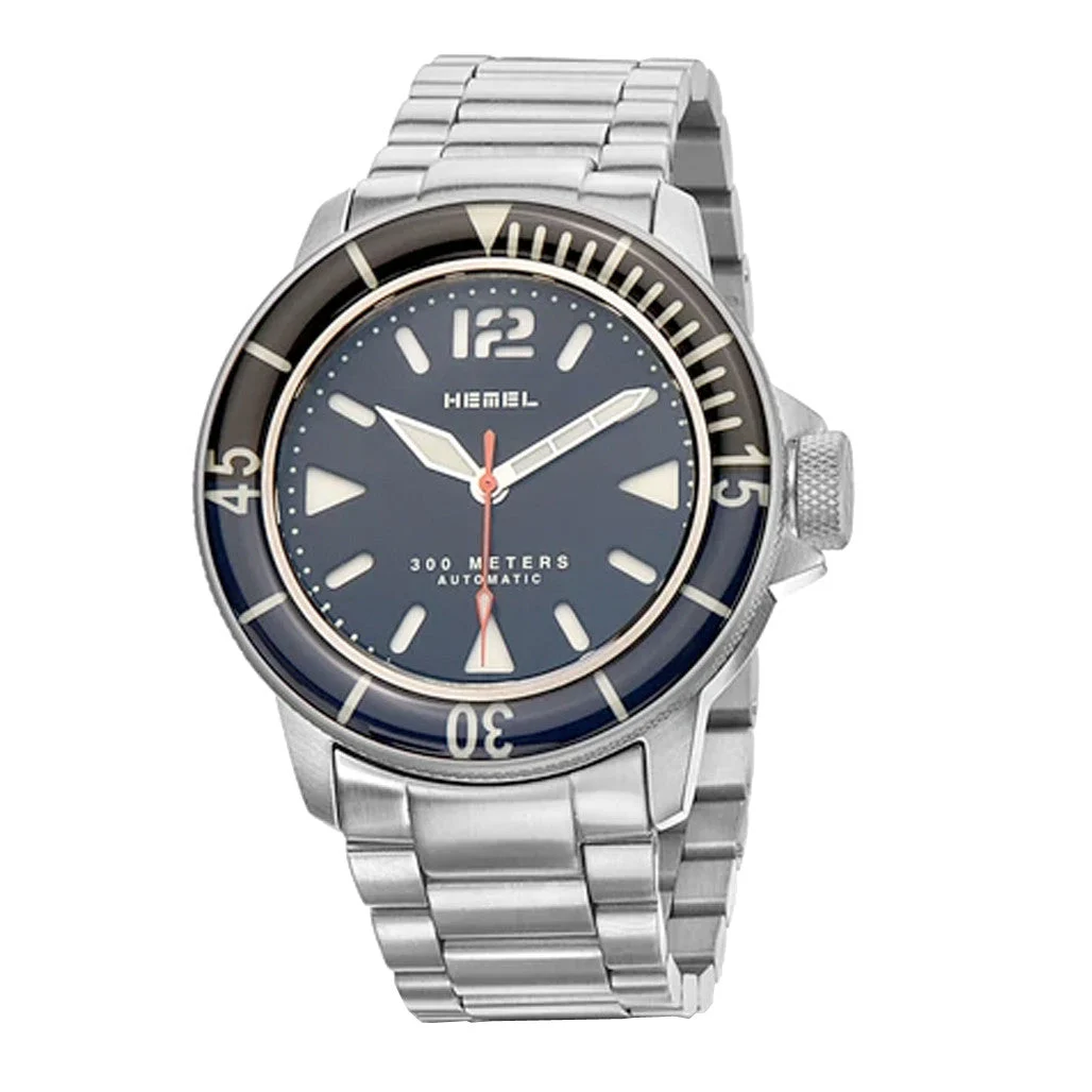 Hemel Hydrodurance Dive Watch with Black Dial and Black-Blue Bezel #HD1BB 42 mm kol saati