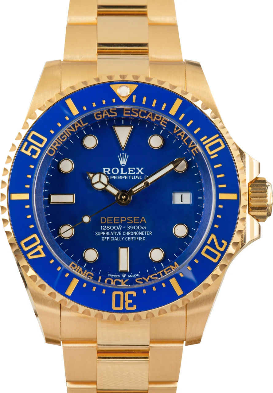 Rolex Deepsea Ref 136668LB 18k Yellow Gold Blue Dial 44 mm kol saati