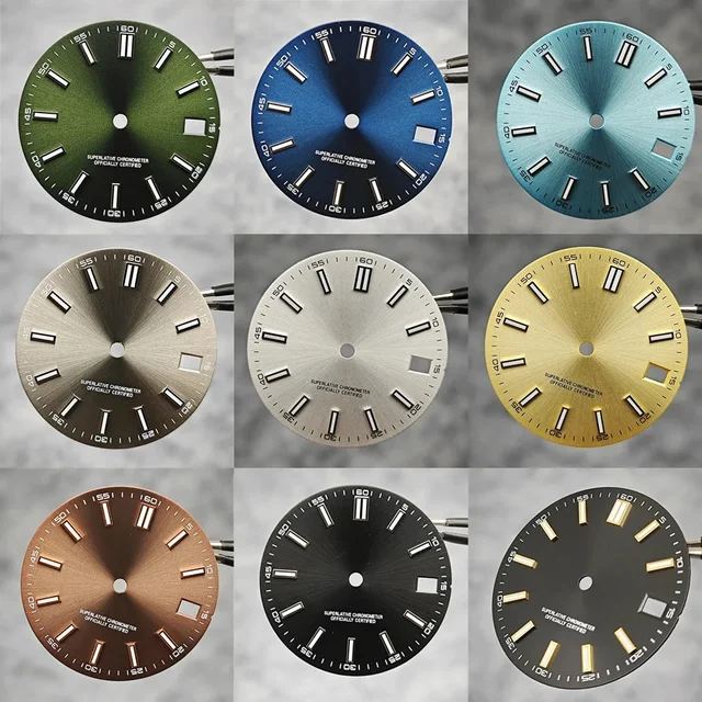 Tandorio Watch Dial 28.5mm Log Modified Dial BGW9 Blue Green Luminous Watch Face Modified 