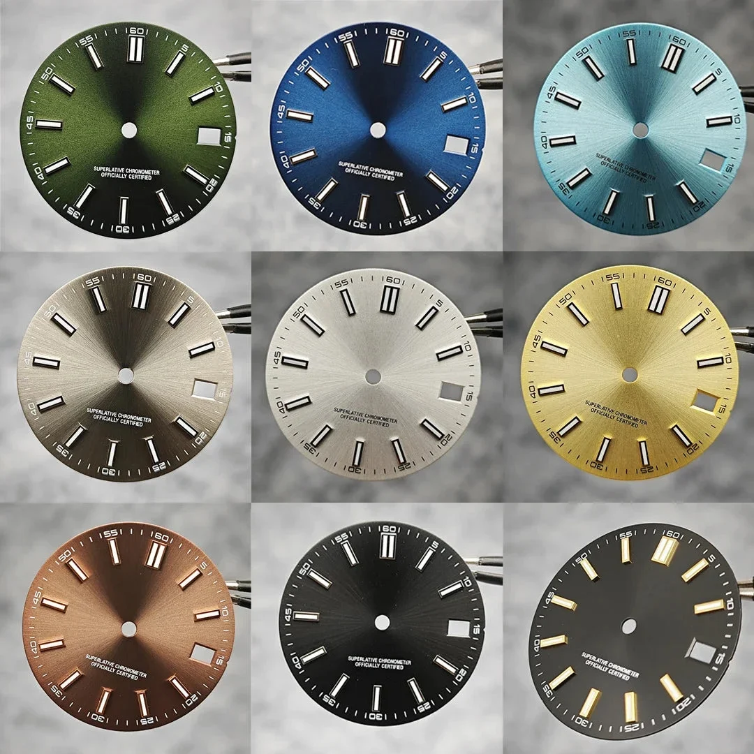 Tandorio Watch Dial 28.5mm Log Modified Dial BGW9 Blue Green Luminous Watch Face Modified Watch Accessories for NH35 NH36 movements 14:201447303#light grey 28.5 mm kol saati
