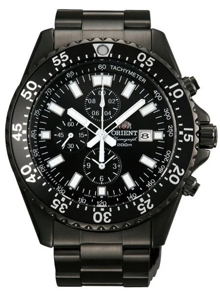 Orient Captain Quartz Sport Chronograph with Black PVD Case and Bracelet #TT11001B kol saati