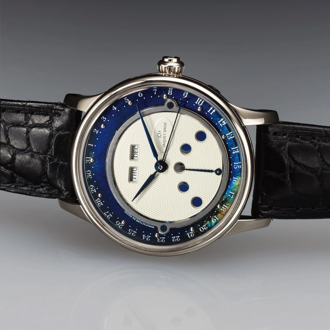 Jaquet Droz JAQUET DROZ REF. J012624 TRIPLE DATE "LES LUNES" WHITE GOLD kol saati