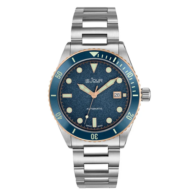 Le Jour Seacolt Automatic Swiss Dive Watch with Blue Textured Dial #LJ-SCD-002 kol saati