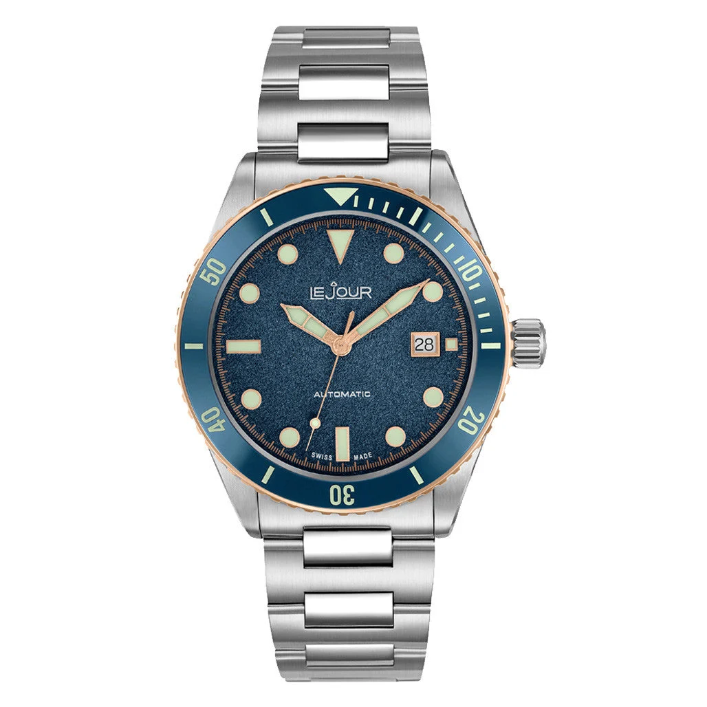 Le Jour Seacolt Automatic Swiss Dive Watch with Blue Textured Dial #LJ-SCD-002 42 mm kol saati