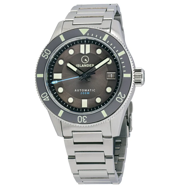 Islander Bayport 40mm Automatic Dive Watch with Grey Dial #ISL-123 kol saati