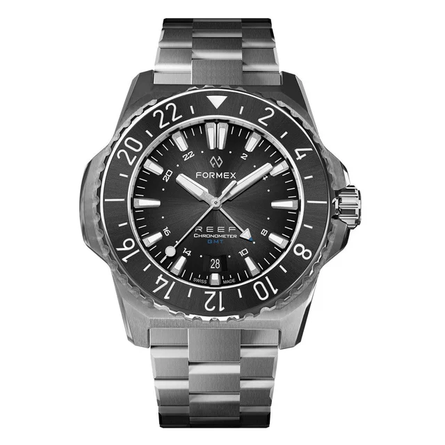 Formex REEF GMT Chronometer Dive Watch with Black Dial and Black Luminous Bezel #2202.1.53