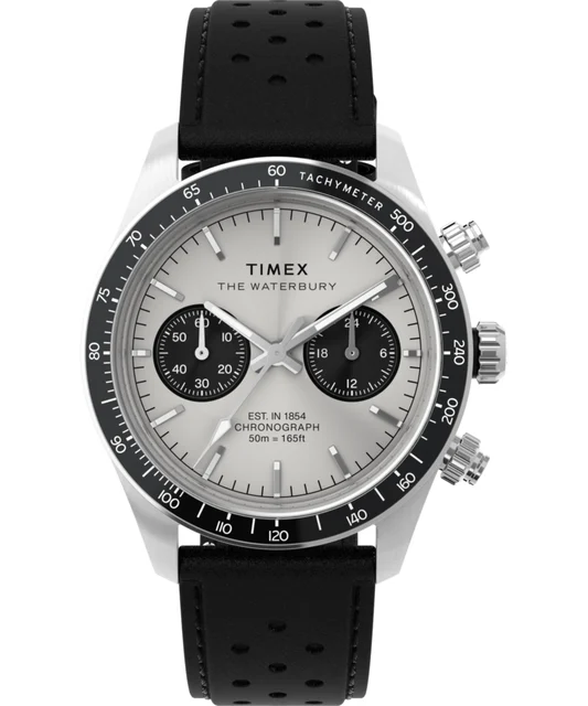 Timex Waterbury Heritage Chronograph 39mm Leather Strap Watch TW2Y19300 kol saati
